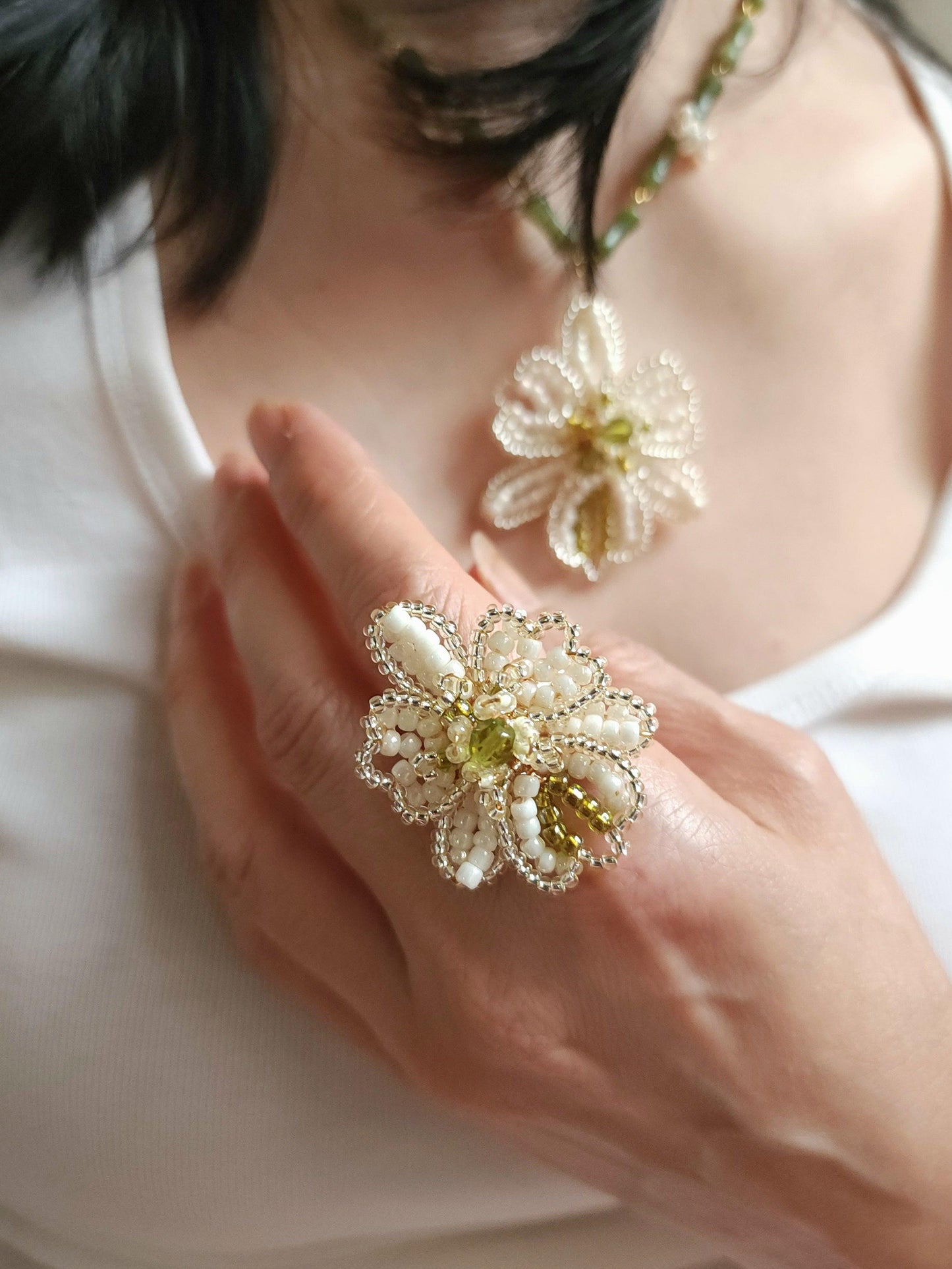 White Orchid Ring