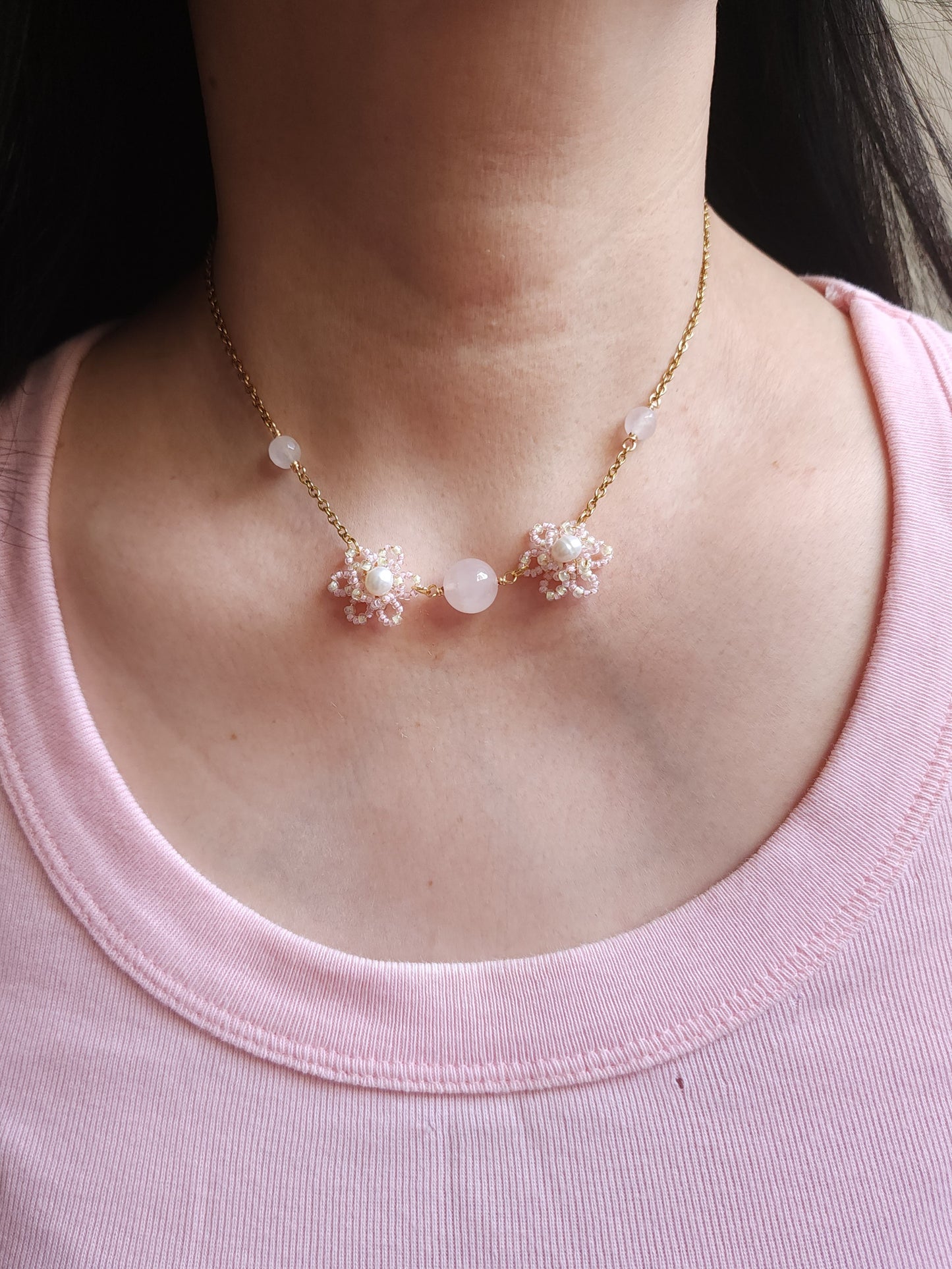 Blushing Camellias Necklace