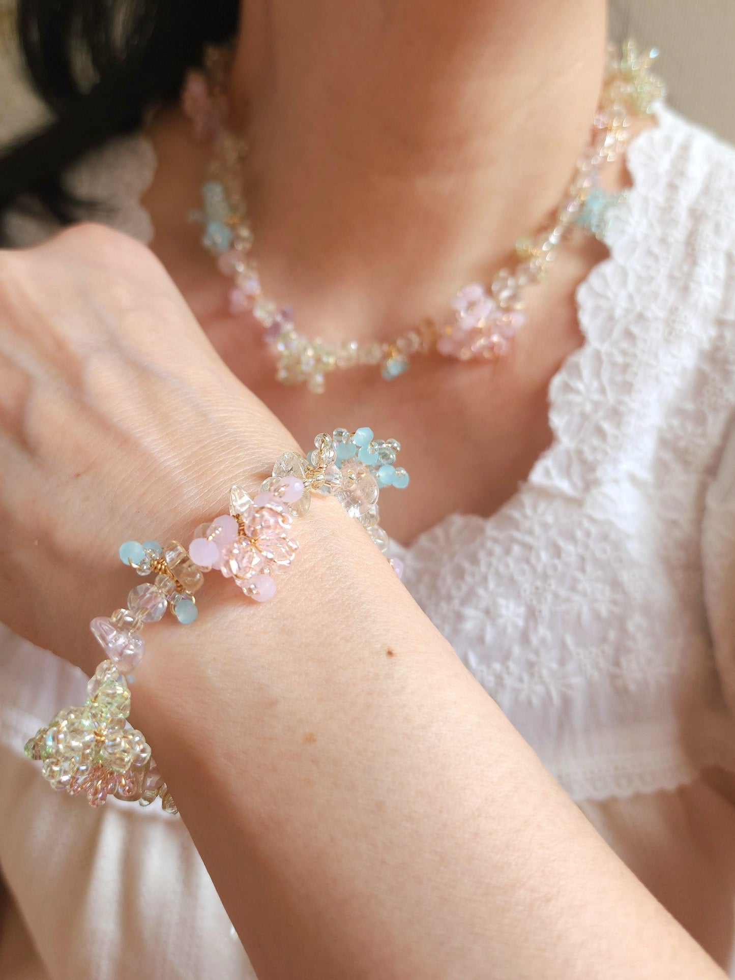 Cotton Candy Clouds Beaded Bracelet