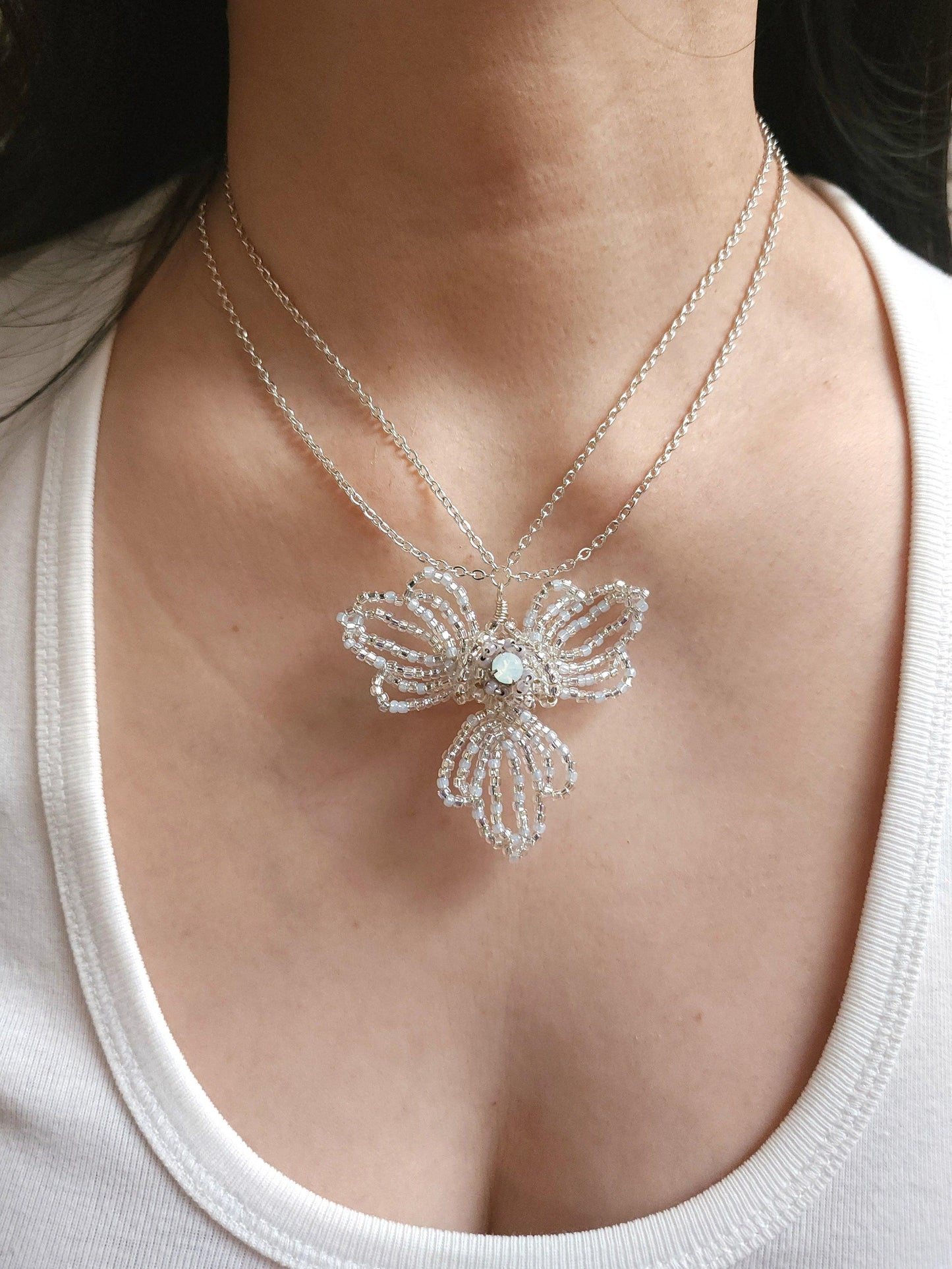 Silver Trillium Necklace