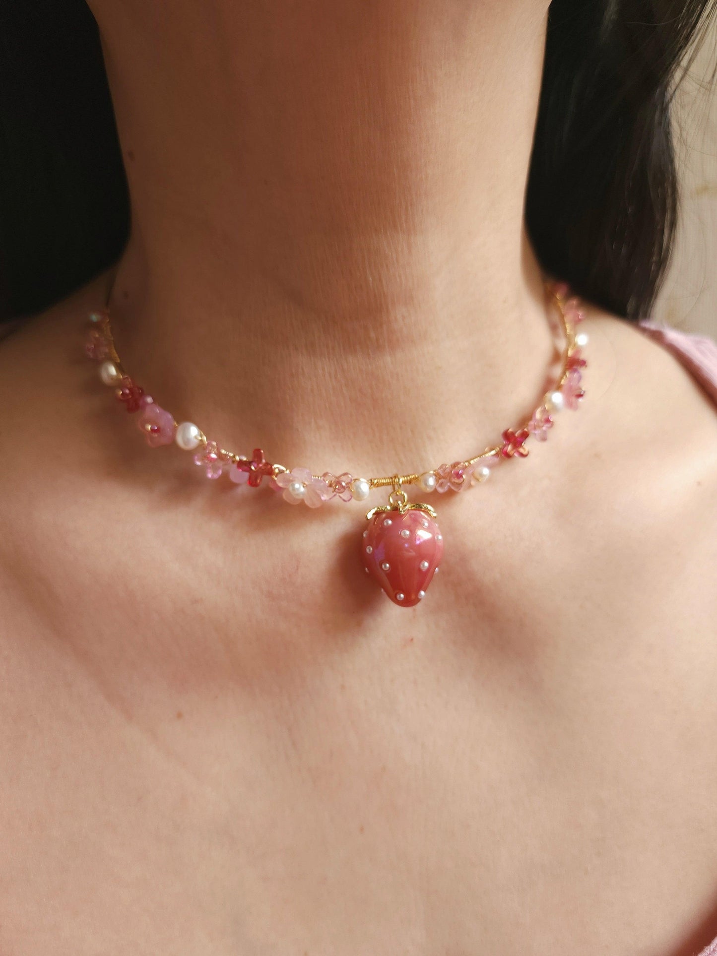 Sunlit Berry Garden Wire-wrapped Choker