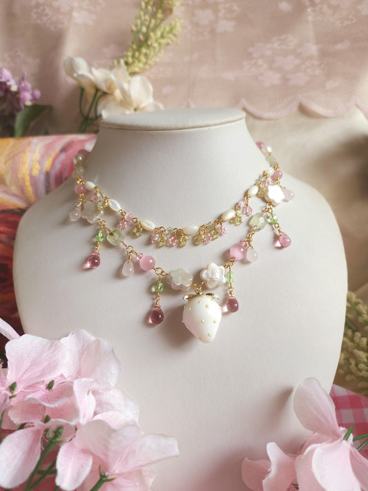 White Strawberry Romance Necklace