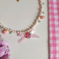 Coquette Berry Ribbon Pearl Necklace