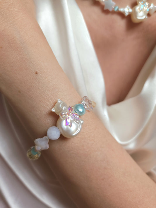 Stardust Pearl Kitty Bracelet