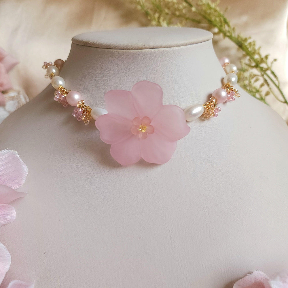 The Lady's Camellia Pearl Choker - By Cocoyu