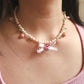 Coquette Berry Ribbon Pearl Necklace