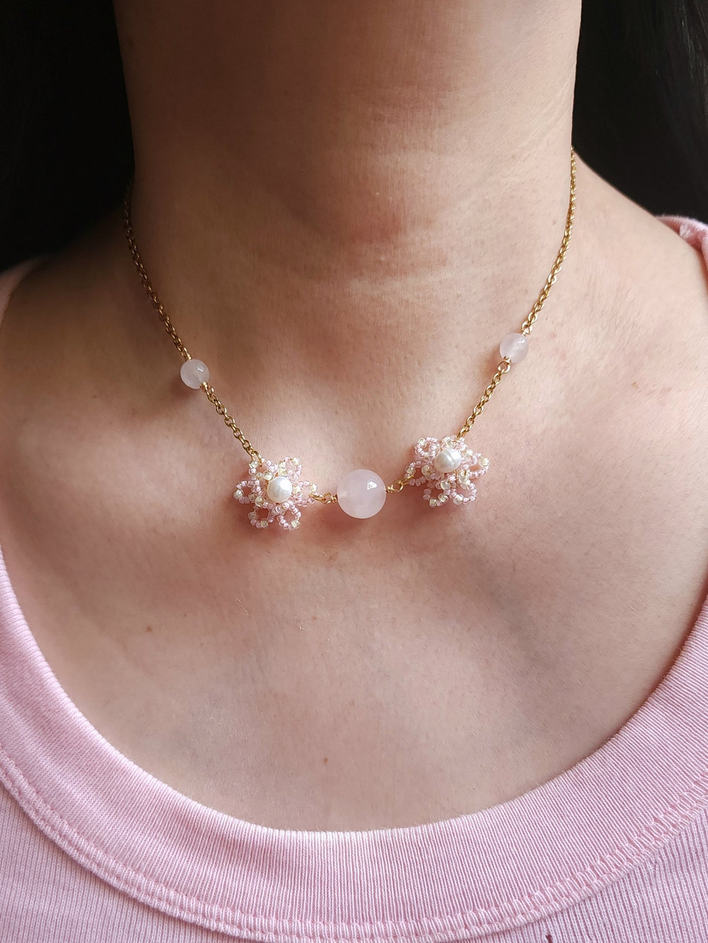 Blushing Camellias Necklace