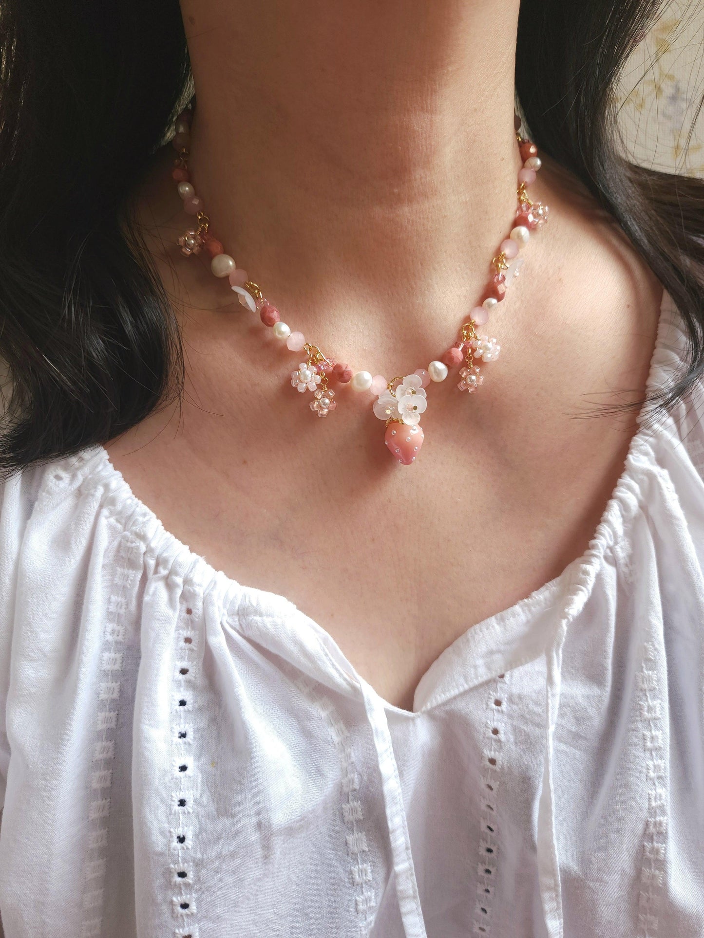 Frosted Berry Pearl Necklace