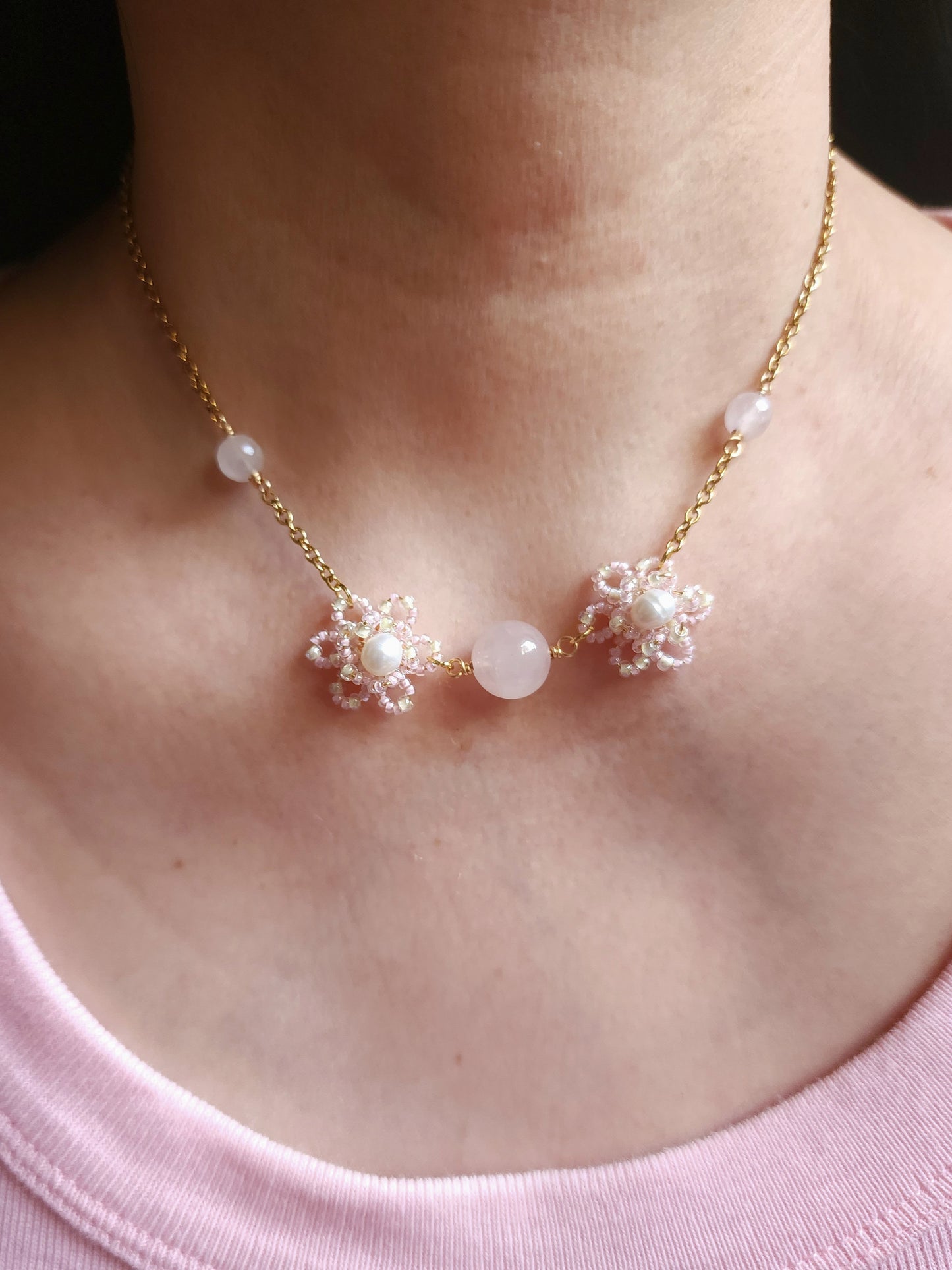 Blushing Camellias Necklace