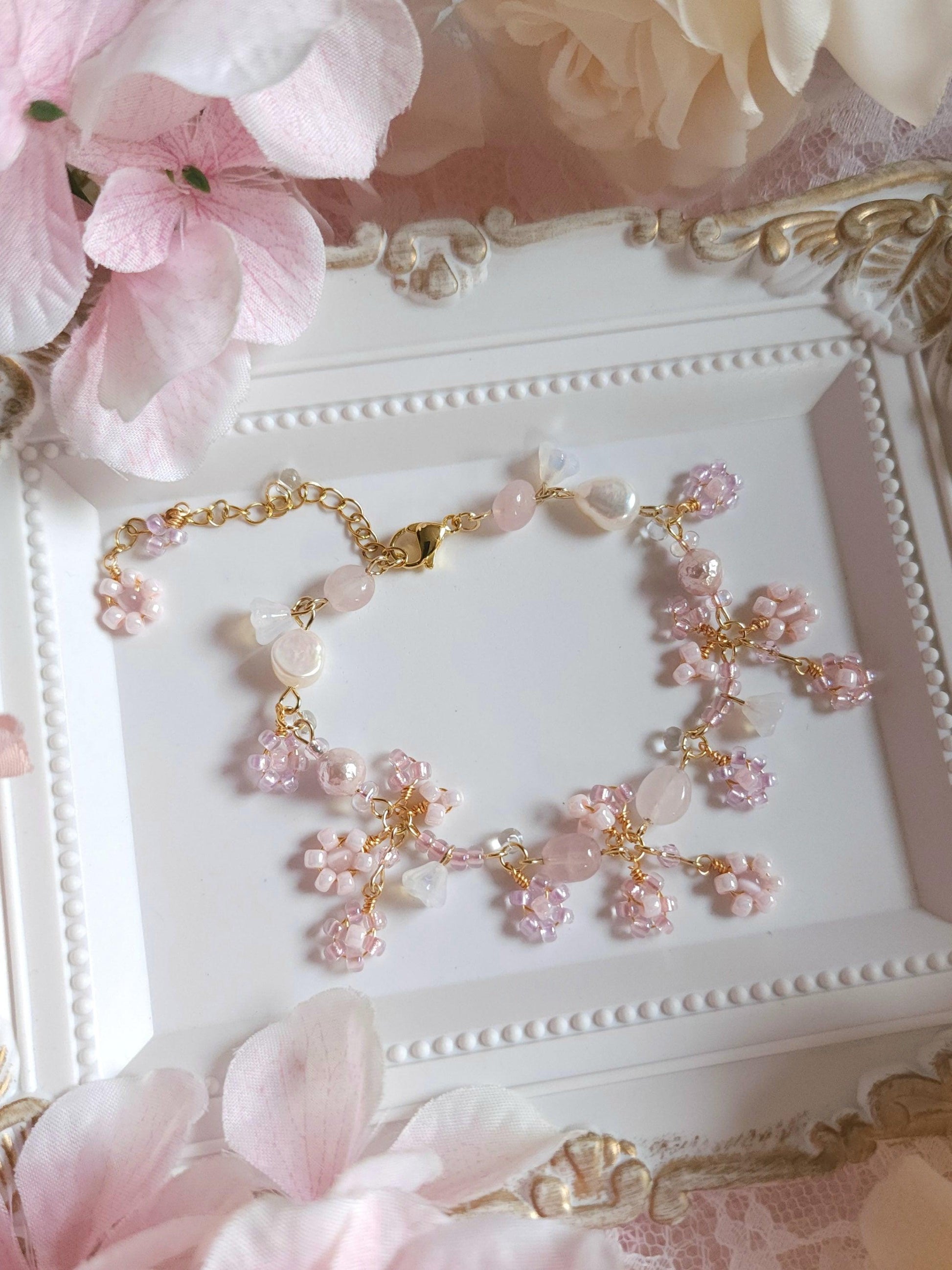 'Sakura's Kiss' Floral Bouquet Bracelet - By Cocoyu