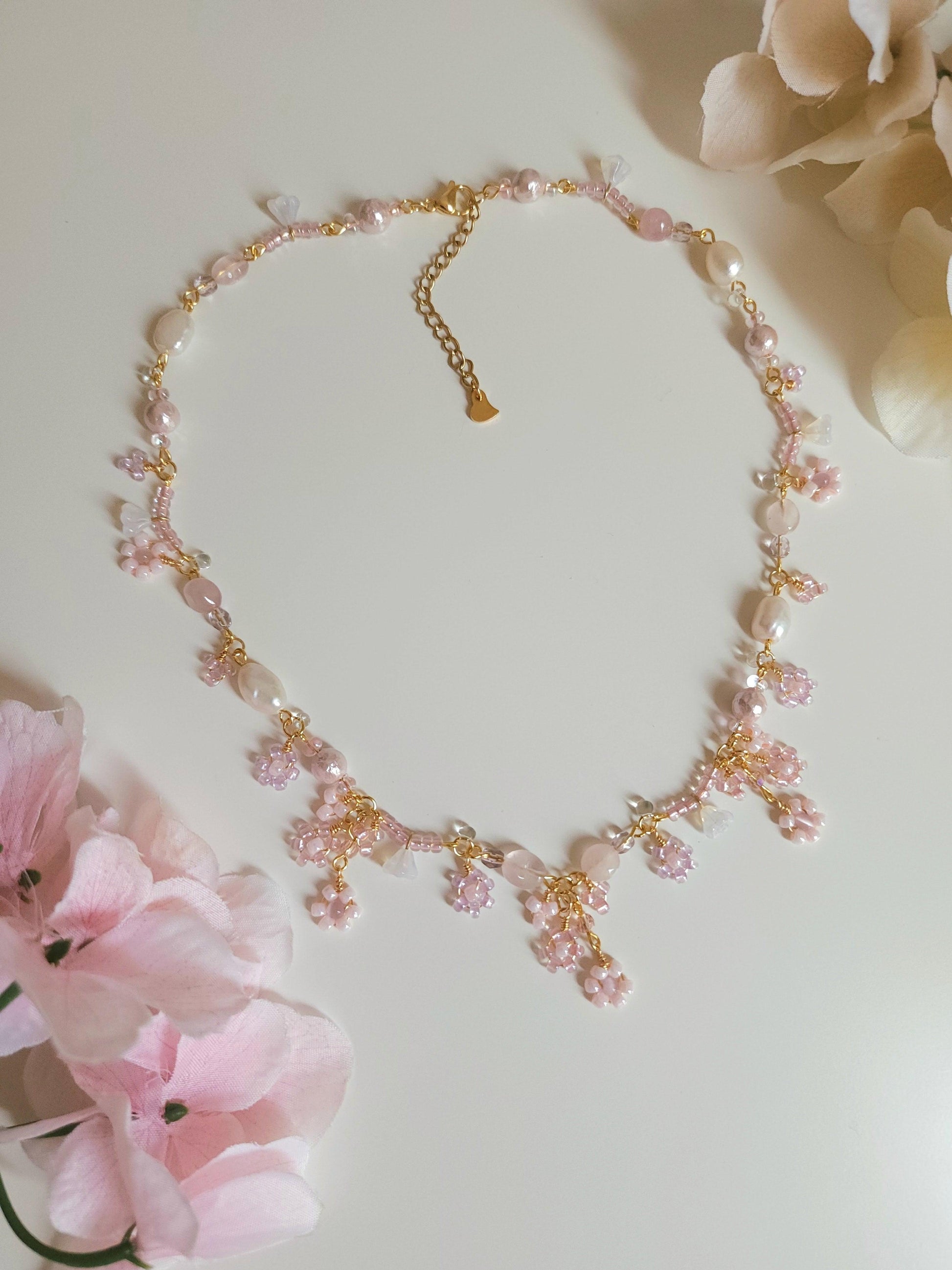 Sakura's Kiss Floral Bouquet Necklace - By Cocoyu