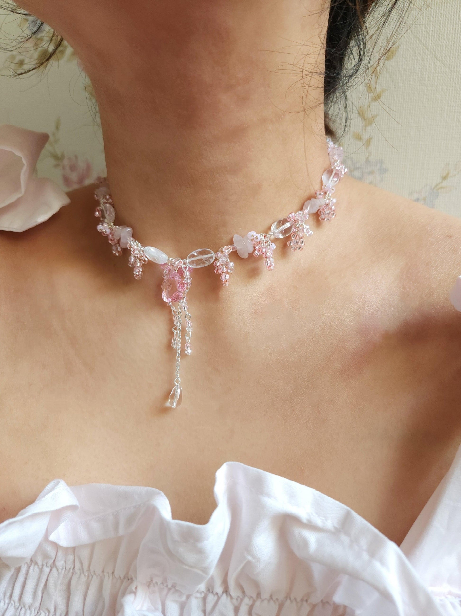 Silver Petunias Necklace - By Cocoyu
