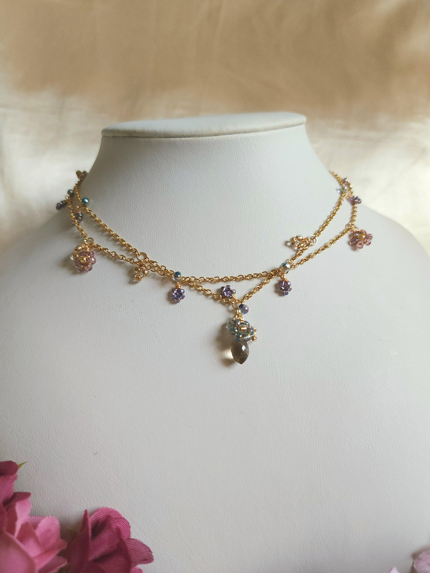 Smoke Violet Chain Necklace - By Cocoyu