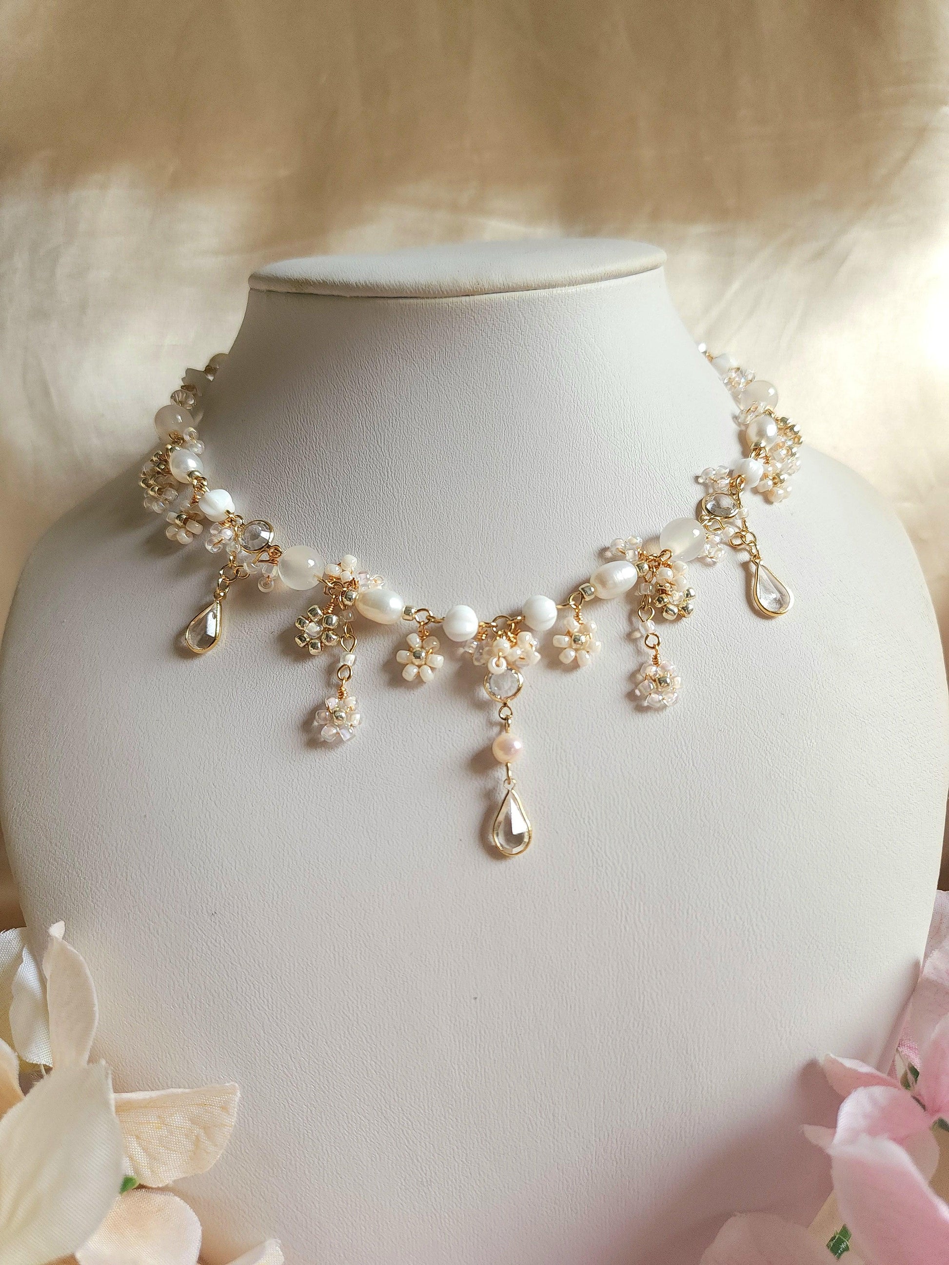 Snowy Stardrops Necklace - By Cocoyu