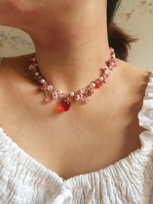 Strawberry Sundae Necklace - By Cocoyu