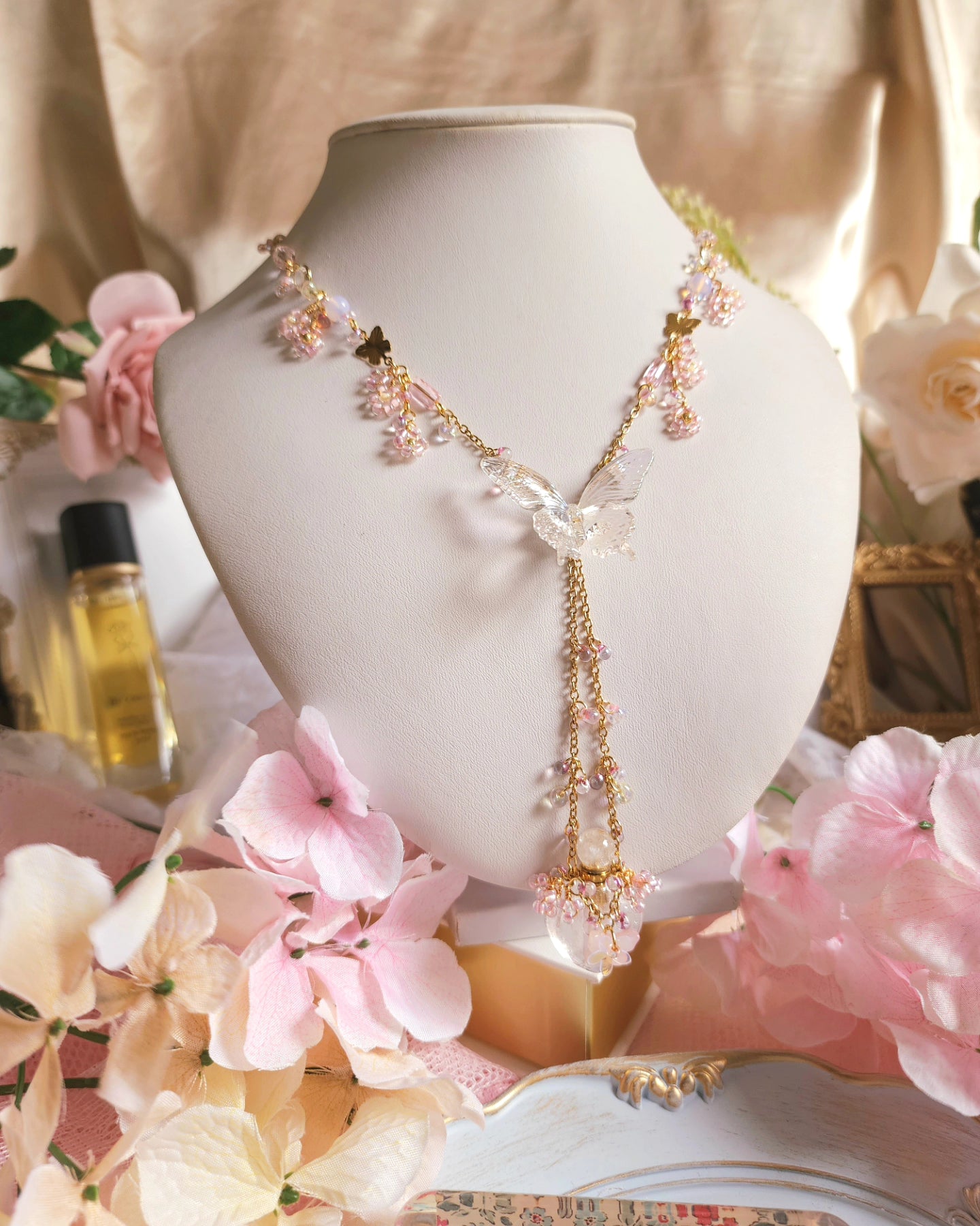 Sweet Butterfly Perfume Bottle Necklace - By Cocoyu