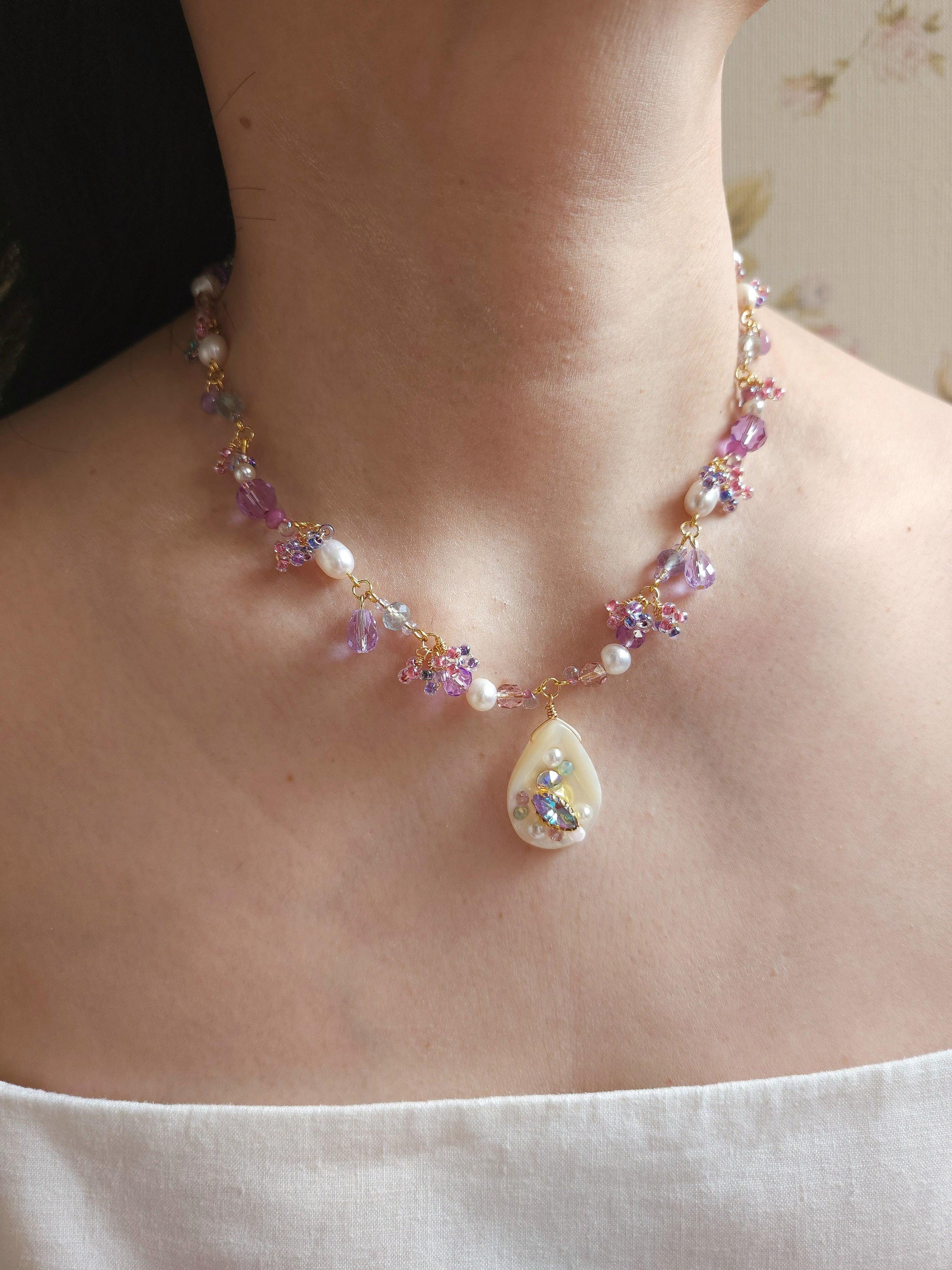 Violet Corals Necklace - By Cocoyu