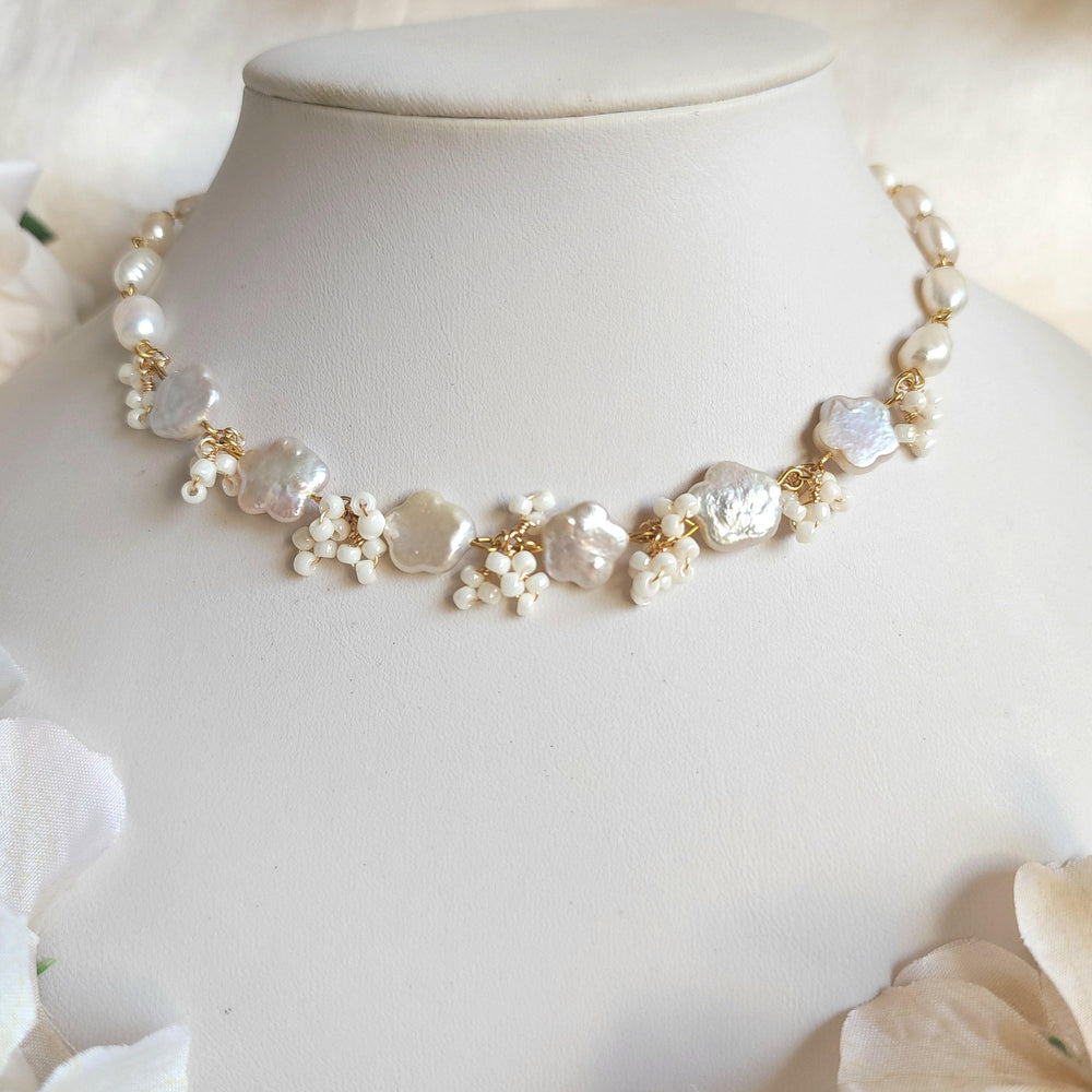 
                  
                    White Flower Pearl Choker - By Cocoyu
                  
                