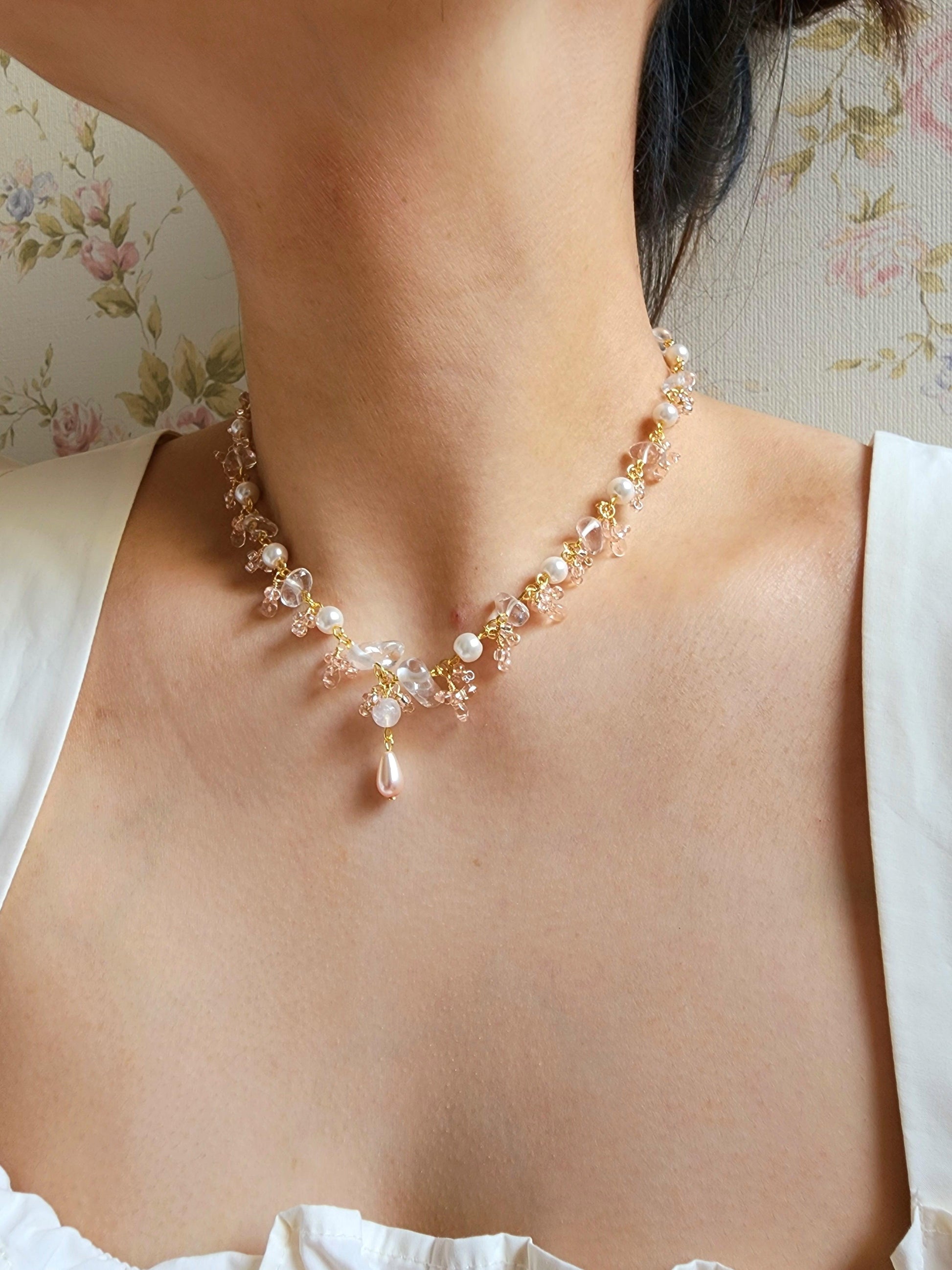 Fairy Pink Flowers Necklace - By Cocoyu