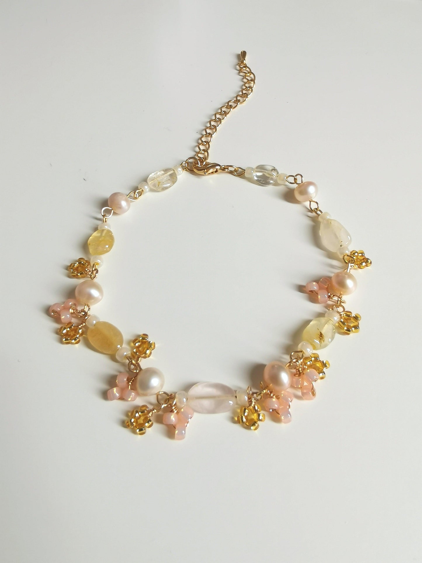 Gold Dune Citrine and Freshwater Pearl Bracelet - By Cocoyu