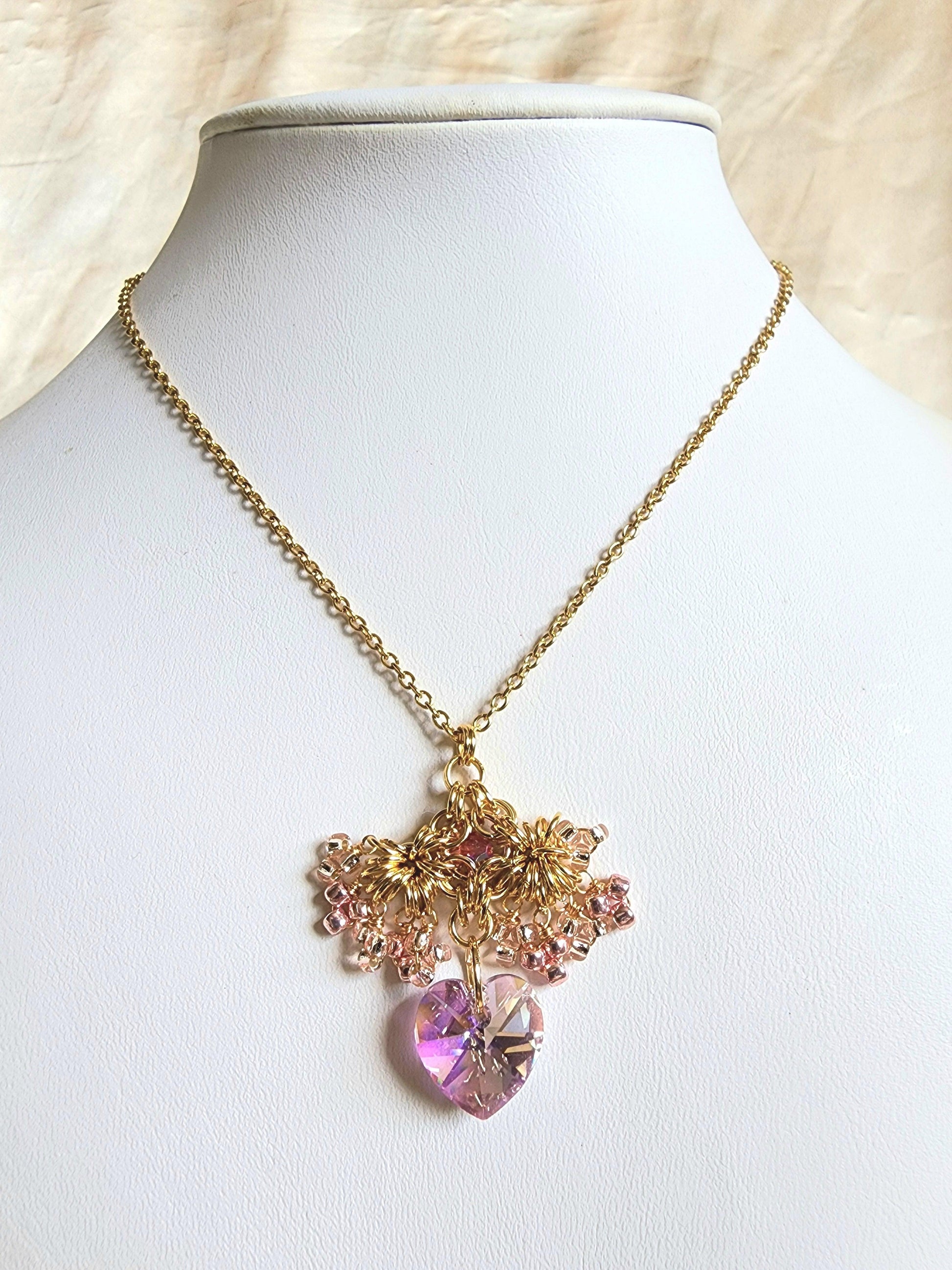 Heart Bouquet Chainmail Necklace - By Cocoyu