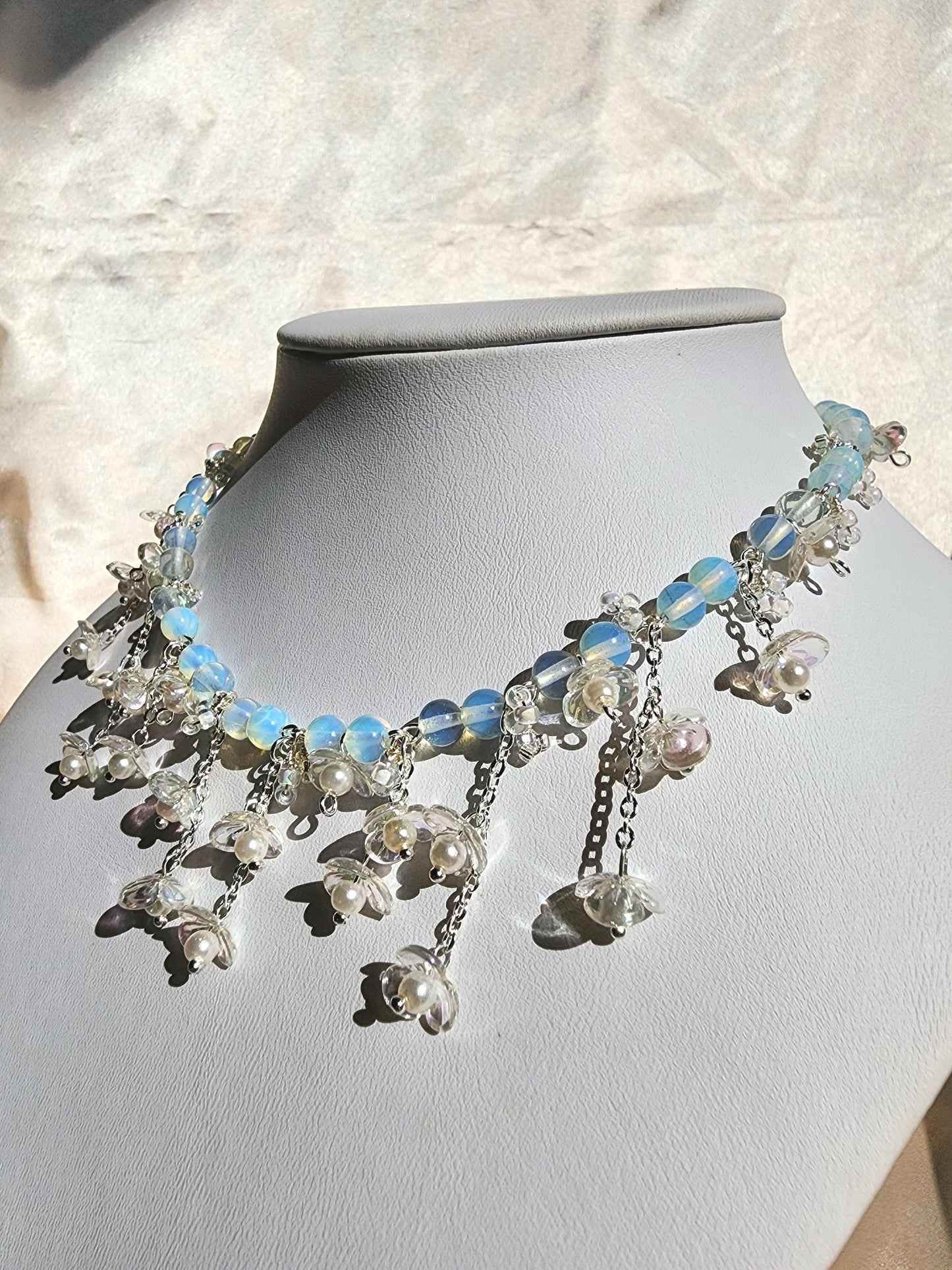 Opalescent Winter Blossoms Necklace - By Cocoyu