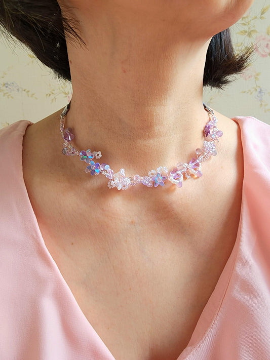 Periwinkle Garden Ribbon Choker (*Can be changed to chains) - By Cocoyu