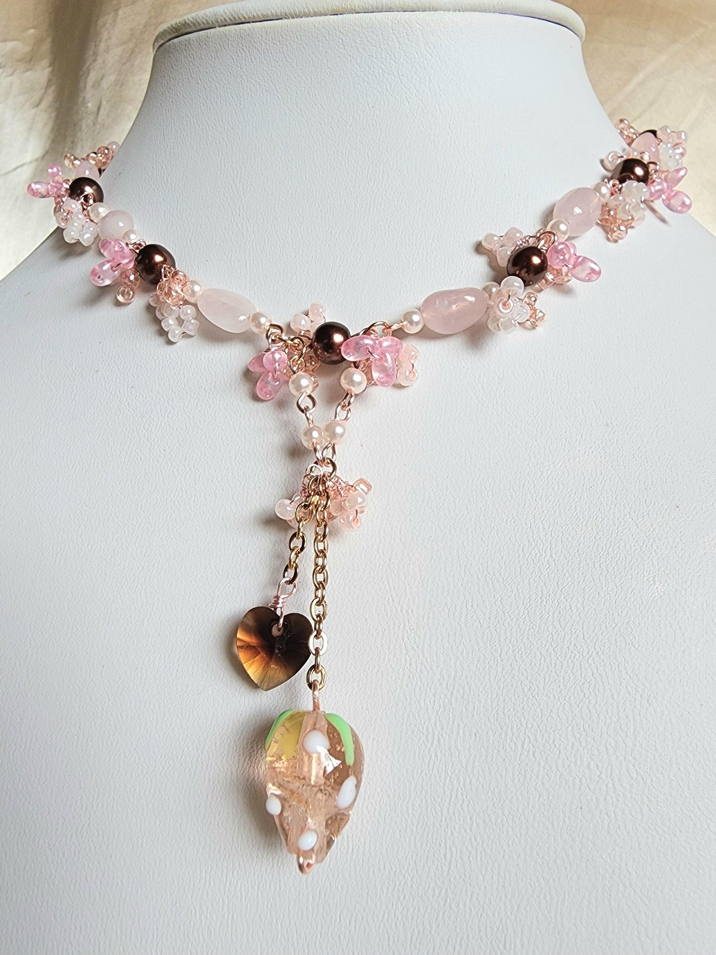 Pink Chocolate Strawberry Necklace - By Cocoyu