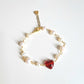 Ruby Heart Pearl Bracelet - By Cocoyu