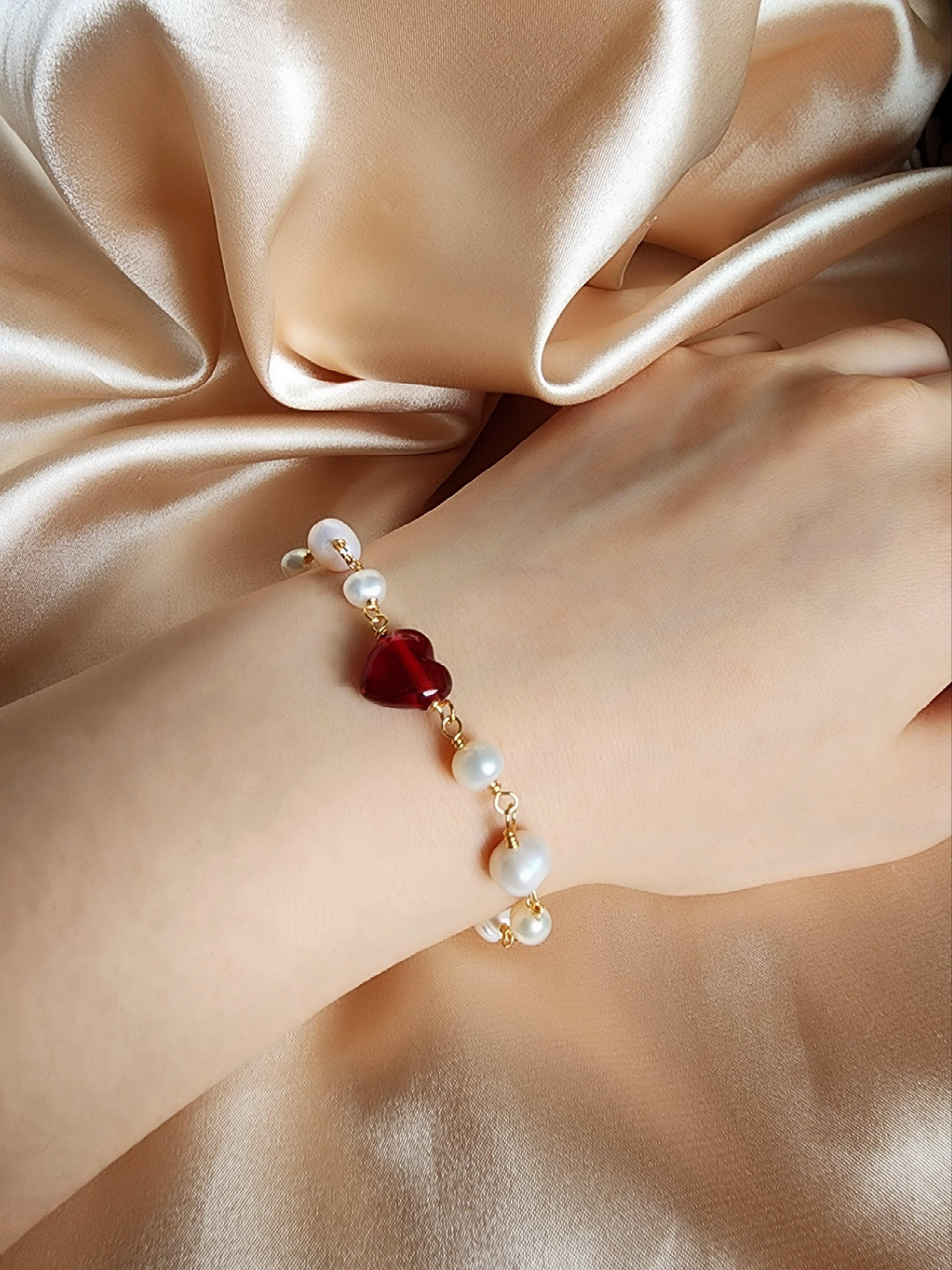 Ruby and shop pearl bracelet