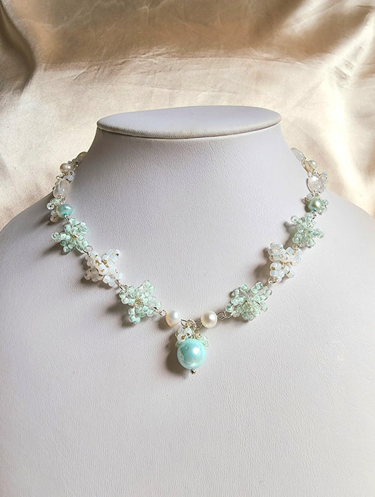 Seafoam Blossoms Necklace - By Cocoyu