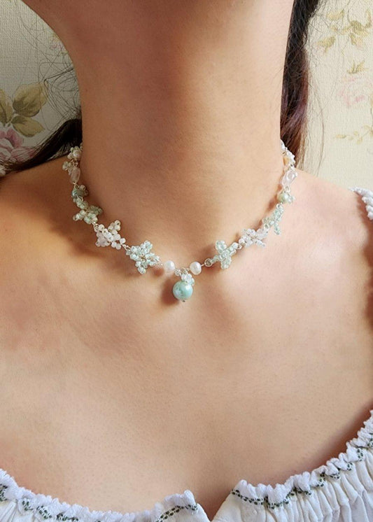 Seafoam Blossoms Necklace - By Cocoyu