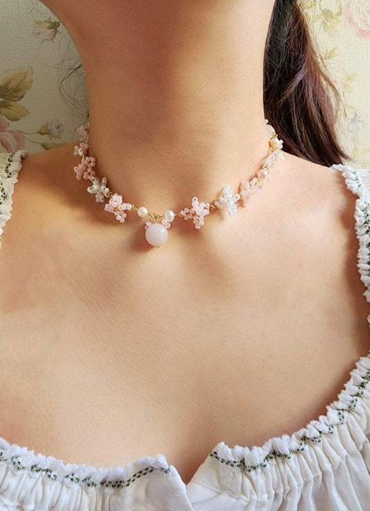 Seapink Blossoms Necklace - By Cocoyu