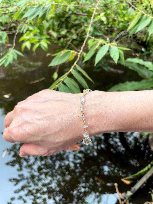 Serene Aquamarine and Quartz Crystal Bracelet - By Cocoyu