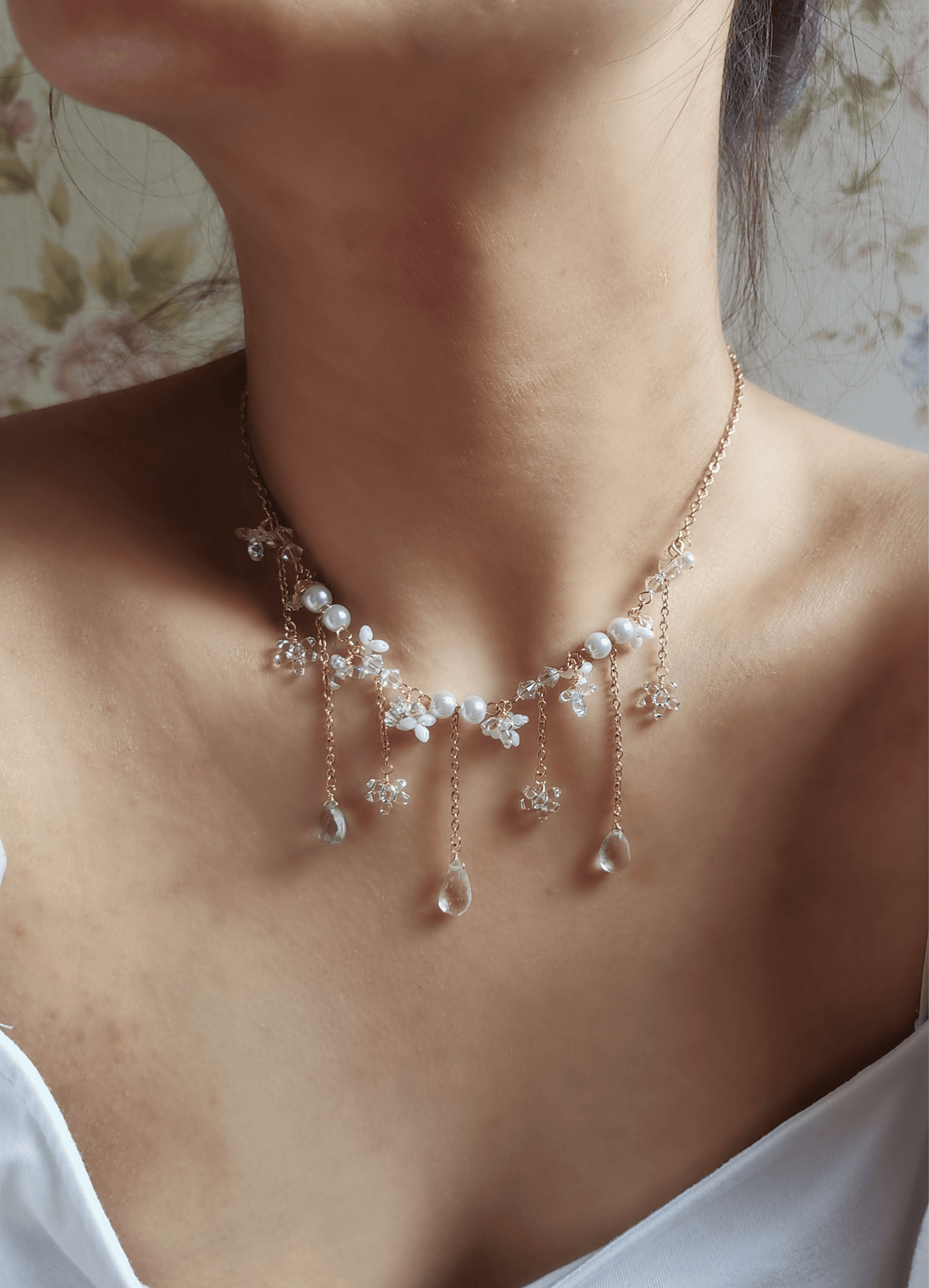 Snowflake Drops Necklace - By Cocoyu