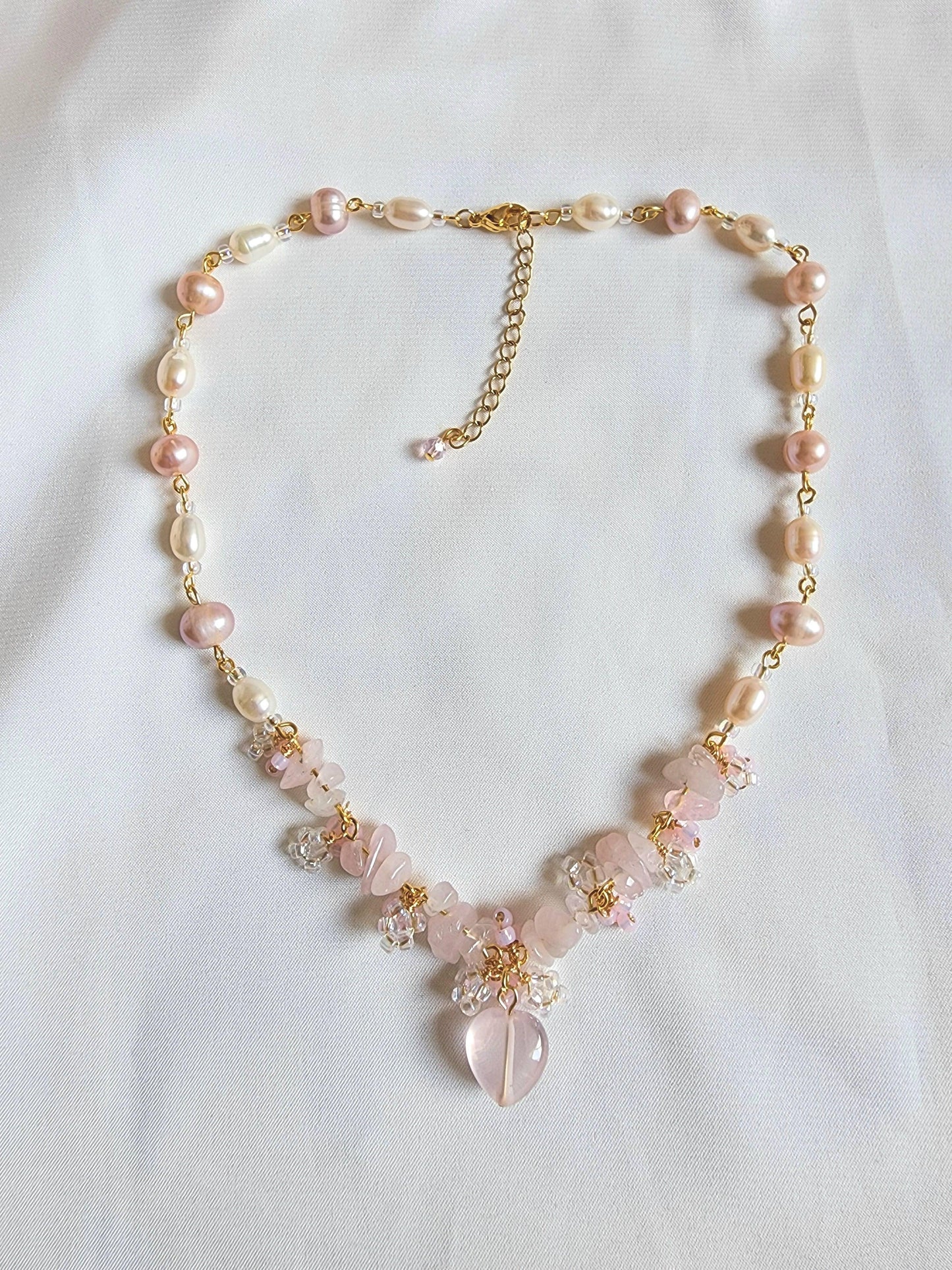 Sweetheart Rose Quartz Necklace - By Cocoyu