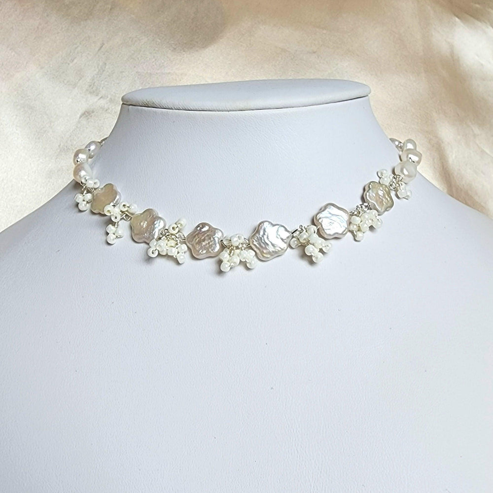 
                  
                    White Flower Pearl Choker - By Cocoyu
                  
                